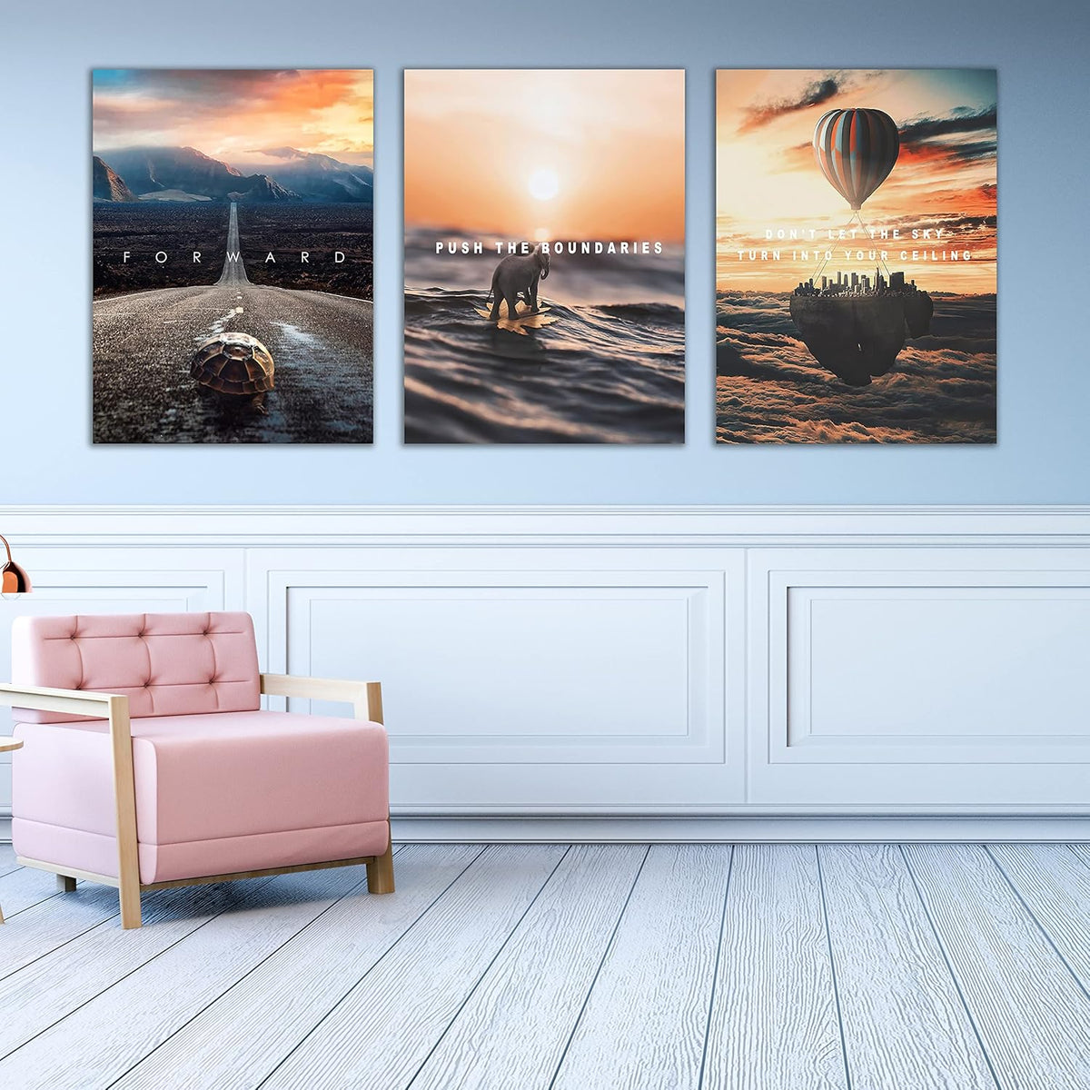 Motivational Wall Decor Poster Inspirational Wall Art 3 Pieces Canvas Wall Painting Framed Artwork for Living Room Bedroom Office Home Decor Prints Pictures Wall Decor Ready to Hang 48''Wx 24''H