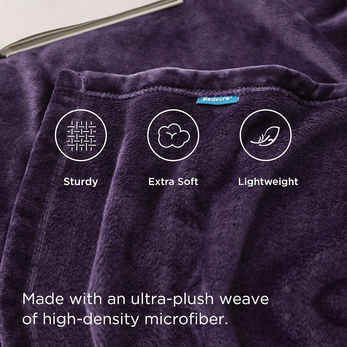 Bedsure Fleece Blanket Twin Size Purple - 300GSM Lightweight Plush Fuzzy Cozy Soft Warm Blanket for Bed, Sofa, Couch, Travel, Camping, 60x80 inches
