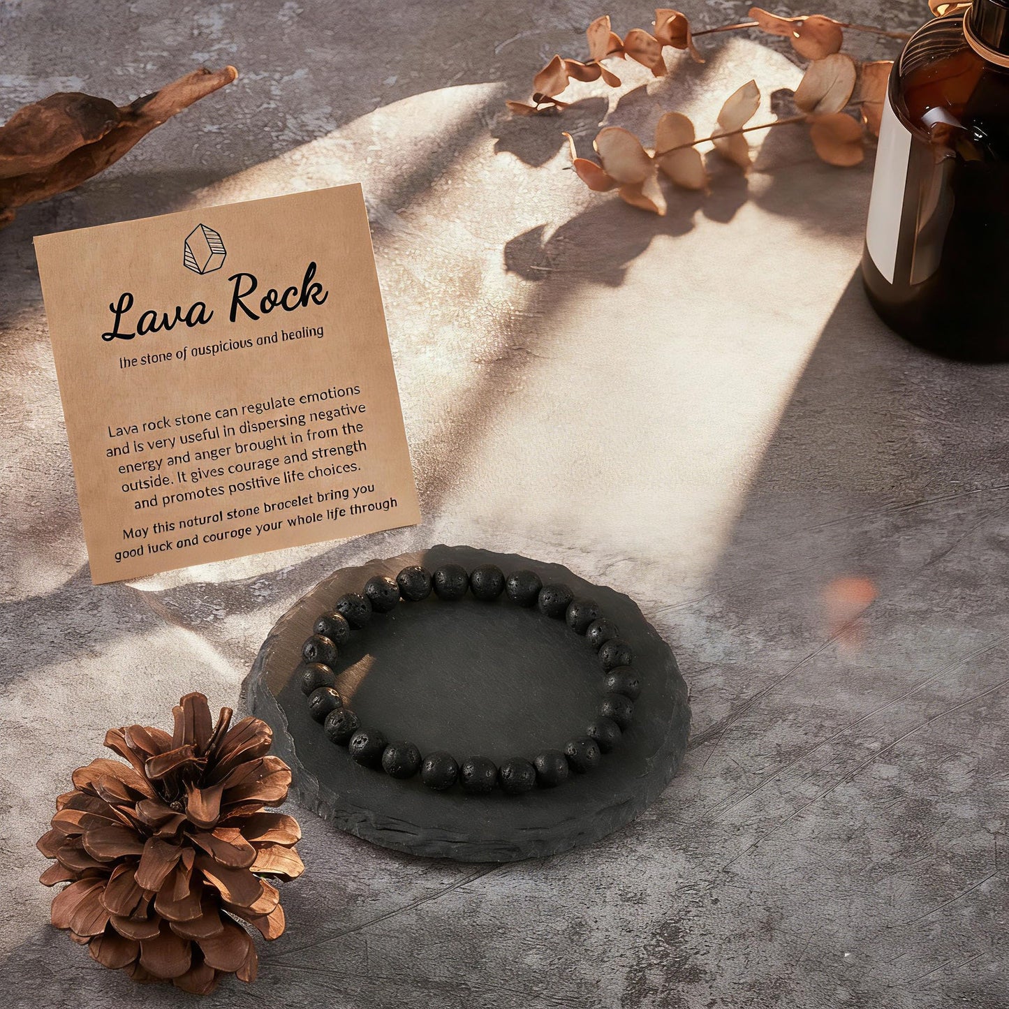 Seyaa Lava Rock Bracelet, Crystal Beaded Bracelet Unisex, Anniversary Christmas Birthday Inspirational Gift for Men Women
