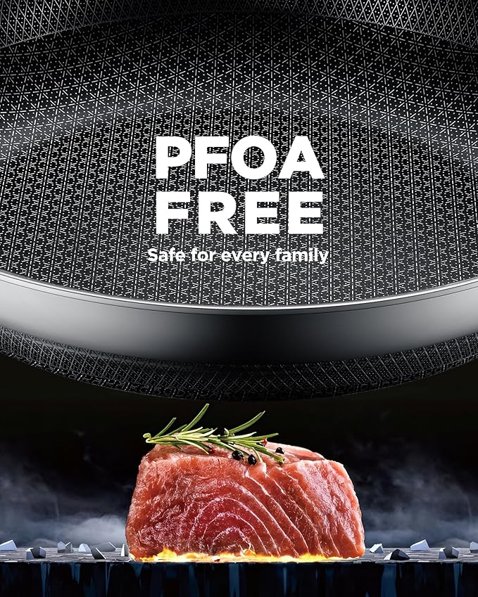Non Stick Frying Pans, 12-inch with Lid, Hybrid Fajita Pans Nonstick,non stick Skillets Stainless Steel, Dishwasher & Oven-Safe, Induction Compatible Cooking Pan, PFOA Free Cookware
