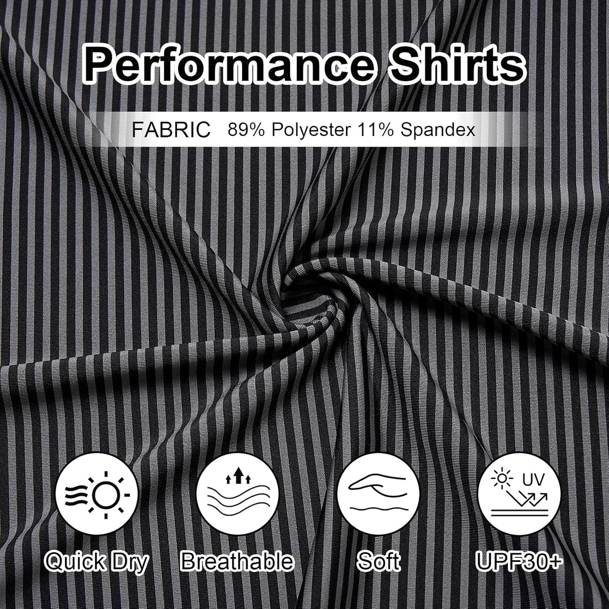Golf Shirts for Men - Moisture Wicking Short Sleeve Performance Sport Casual Striped Collared Mens Polo Shirt