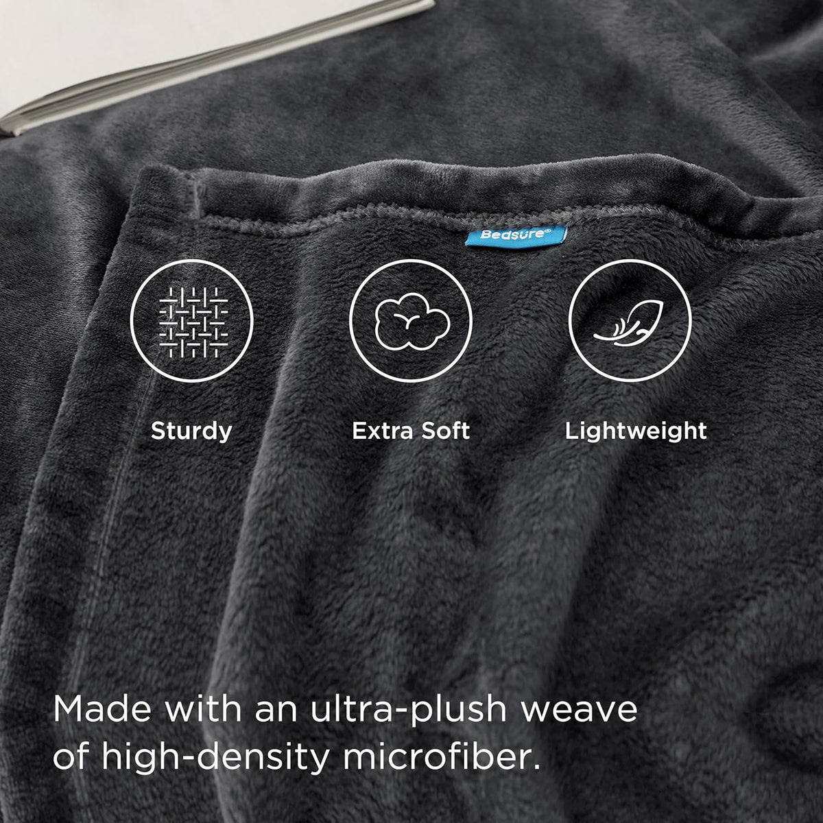 Bedsure Fleece Throw Blanket Dark Grey - 300GSM Blankets for Couch, Sofa, Bed, Soft Lightweight Plush Cozy Throws for Toddlers