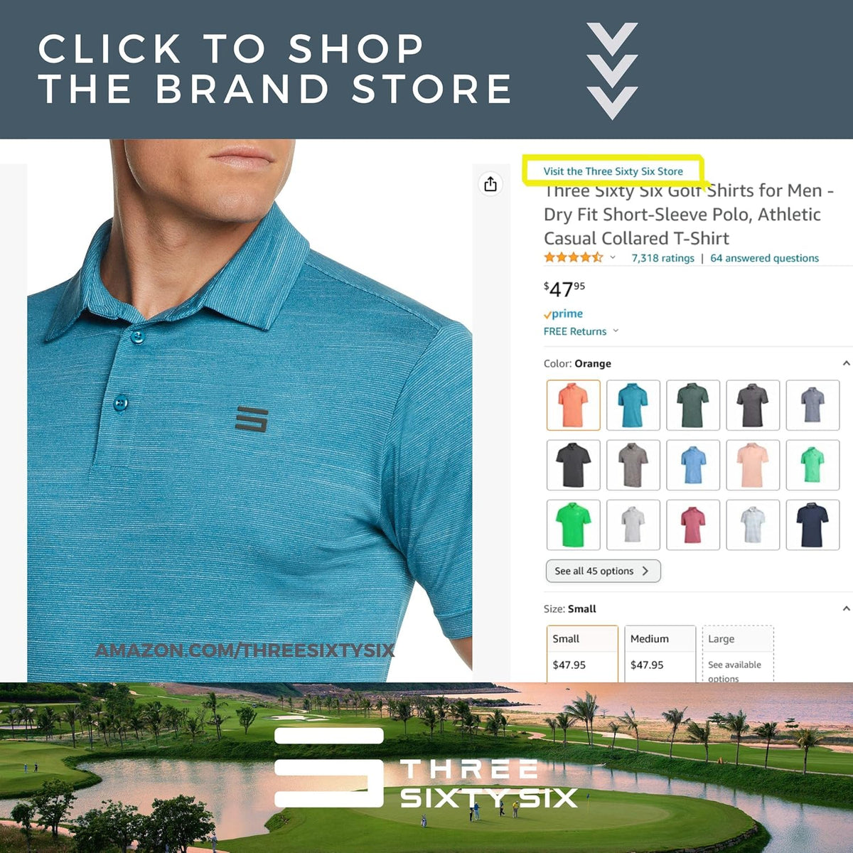 Three Sixty Six Golf Shirts for Men - Dry Fit Short-Sleeve Polo, Athletic Casual Collared T-Shirt