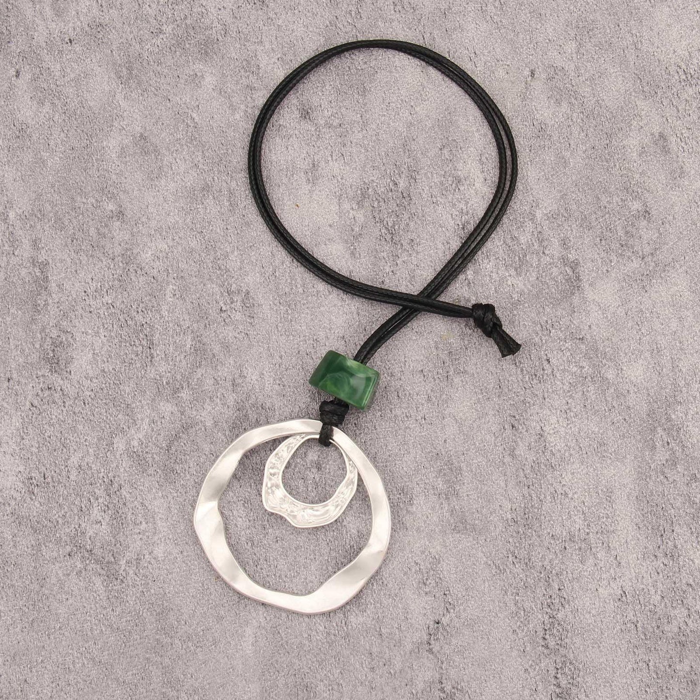 joymiao Vintage Necklace for Women Long Chunky Bohemian Necklace with Silver Ring Pendant Hippie Choker Ethnic Trendy Womens Necklaces
