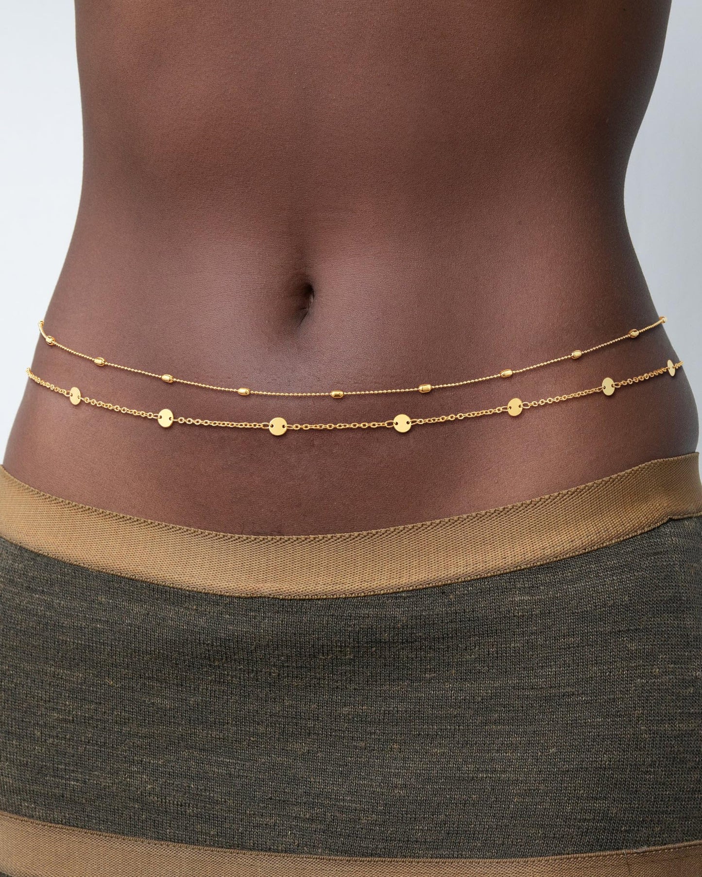 CHESKY Gold Waist Beads, Dainty 14k Gold Plated Waist Chain Body Chain Jewelry for Women Hypoallergenic Belly Chain Non Tarnish Waterproof Gold Belly Button Ring Jewelry for Women Gifts