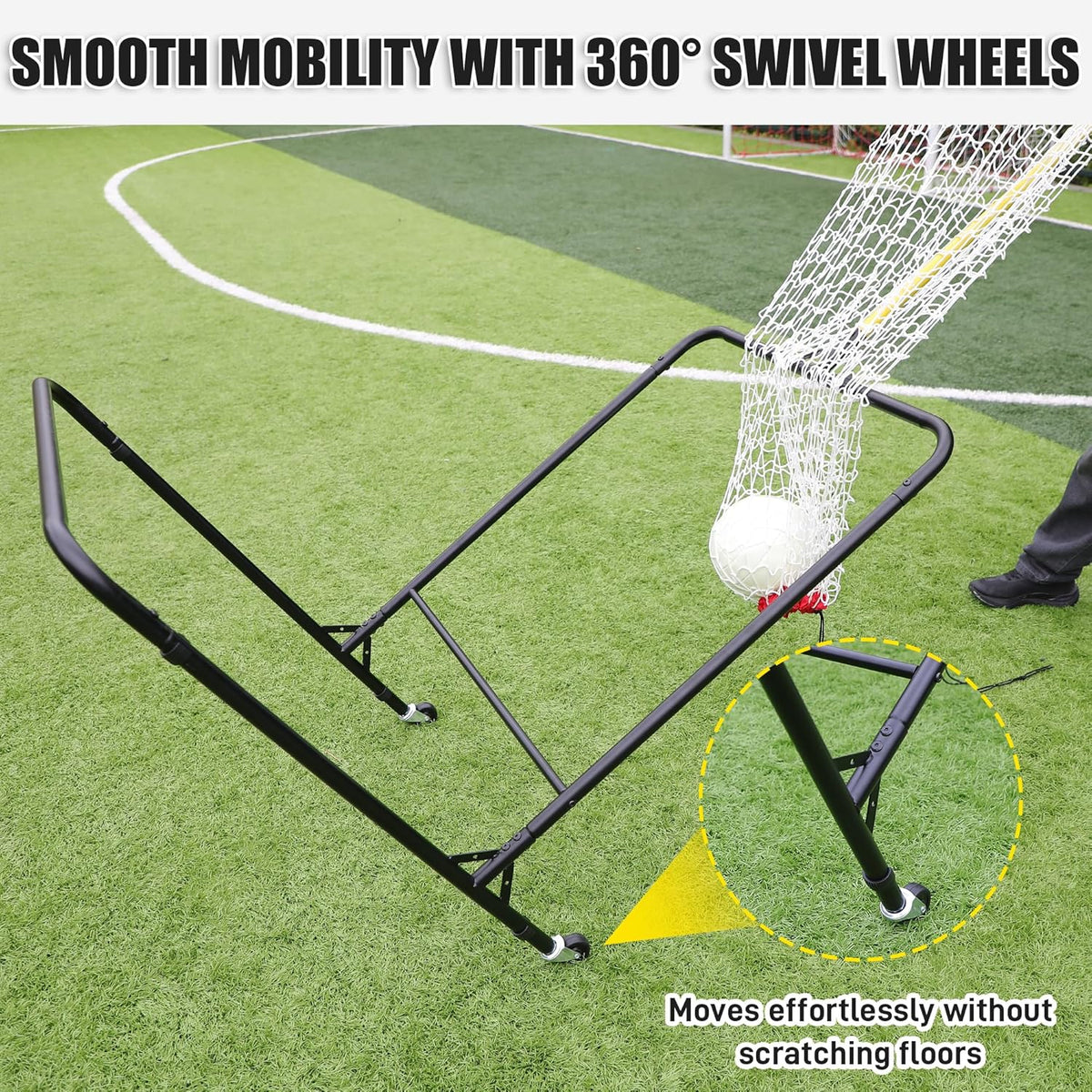 Volleyball Setter Training Equipment, Adjustable Volleyball Setting Trainer Net with 6 Angle and 5 Height Adjustments and 2 Rubber Wheels for Indoor Outdoor Practice