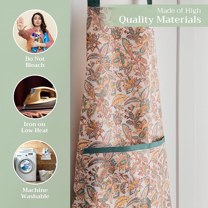 Maison d' Hermine 100% Cotton Apron for women with Pocket Kitchen Chef Apron for Men Cooking Mothers Day Gifts