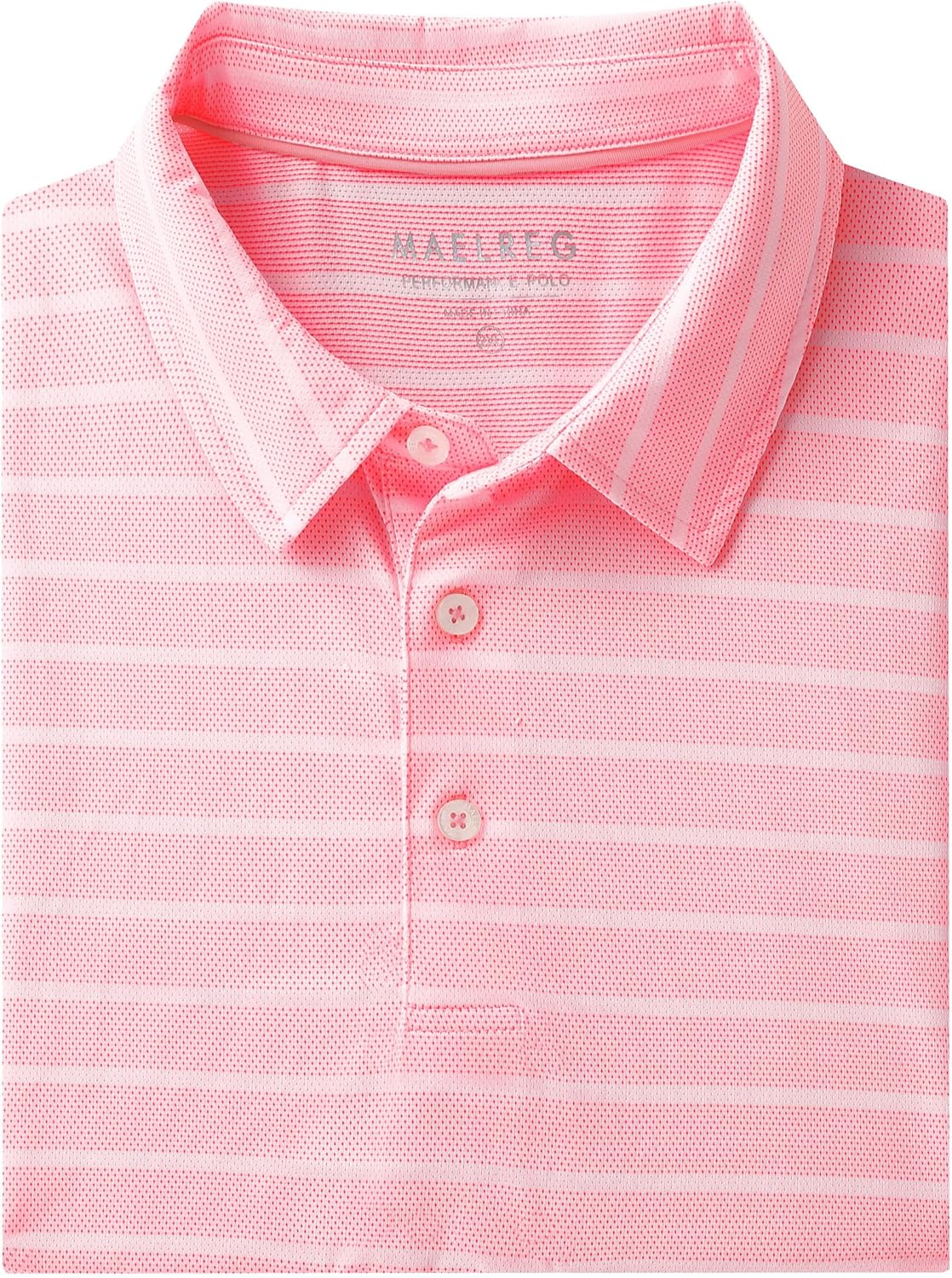 M MAELREG Golf Shirts for Men Short Sleeve Dry Fit Casual Striped Performance Moisture Wicking Collared Mens Polo Shirts