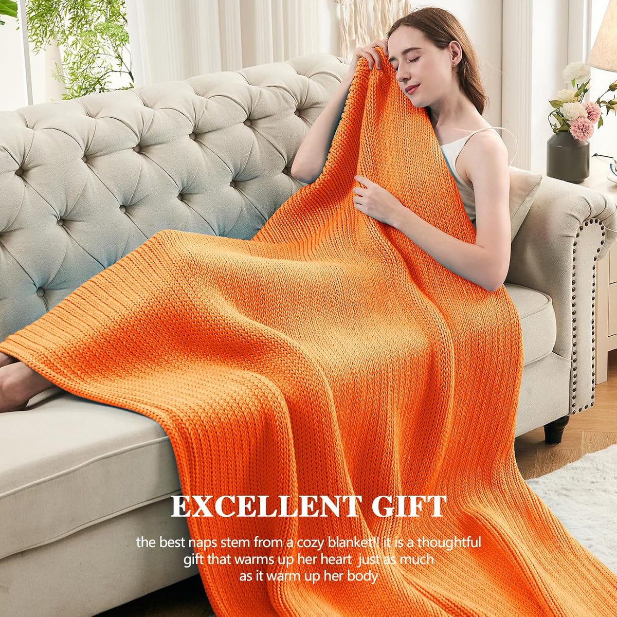 L'AGRATY Knitted Weighted Blanket - 50"x60" 7lbs Cooling Chunky Knit Heavy Blanket for Adults Braided Crochet Throw Thick Cable Yarn Knit Decorative No Beads Evenly Weighted Machine Washable