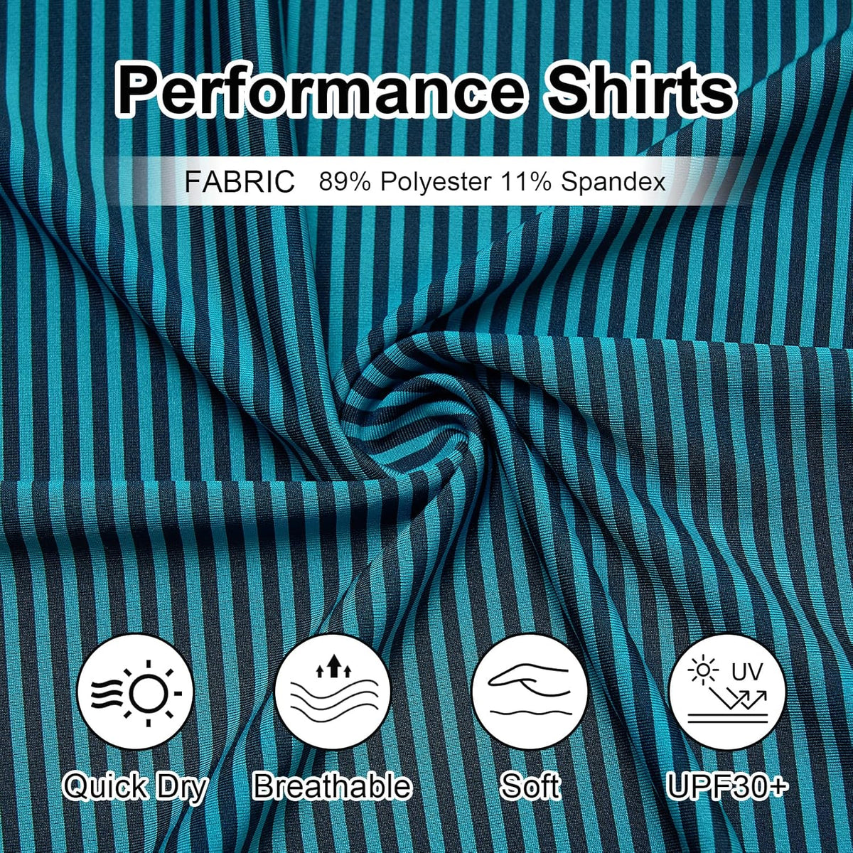 Golf Shirts for Men - Moisture Wicking Short Sleeve Performance Sport Casual Striped Collared Mens Polo Shirt