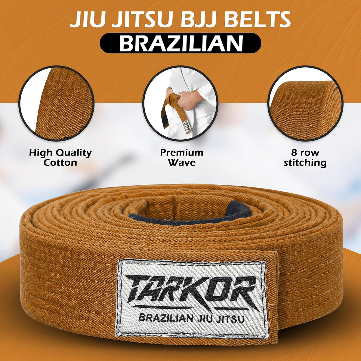 Vintage Series BJJ Belt for Men & Women Brazilian Jiu Jitsu Belt for Jiu Jitsu Gi