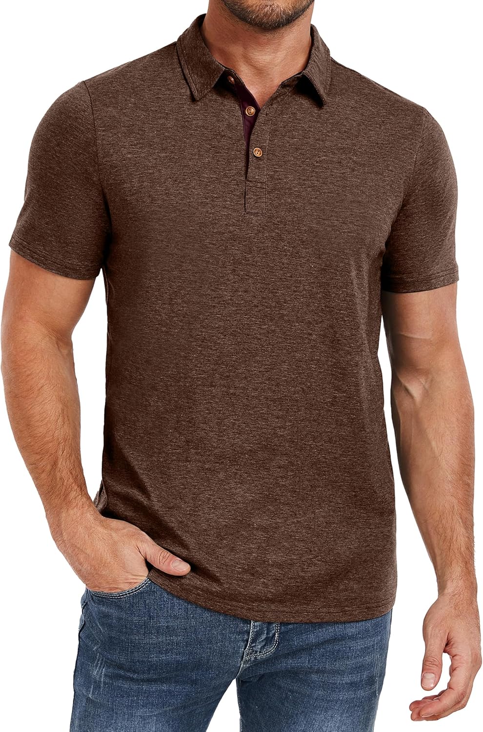 PEGENO Mens Polo Shirts Short Sleeve Casual Cotton Golf Shirts Performance Polo Shirts for Men