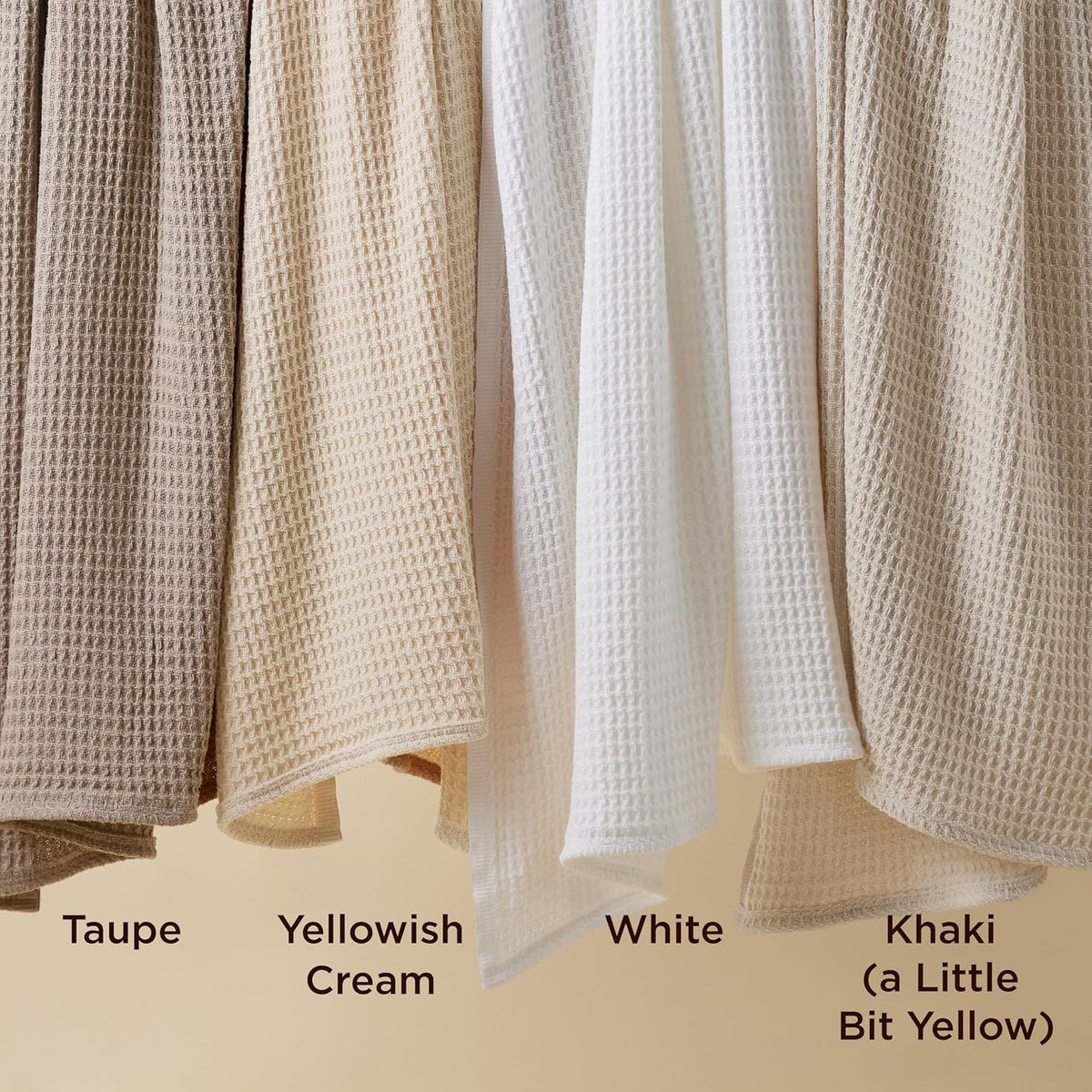 Bedsure 100% Cotton Blanket Queen Size for Bed - Breathable and Soft, Waffle Weave Blanket for Summer, Thick Cozy Fall Blankets for Women Gift, Yellowish Cream, 90x90 Inches