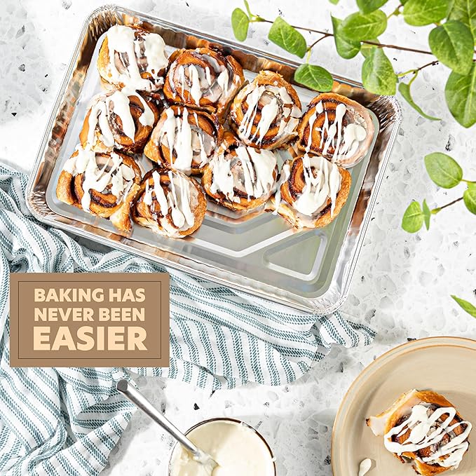 PLASTICPRO Aluminum Pans 100 Pack Disposable Cookie Sheets 9'' x 13'' Baking Pans Premium Quality Heavy Duty Sheet Pans