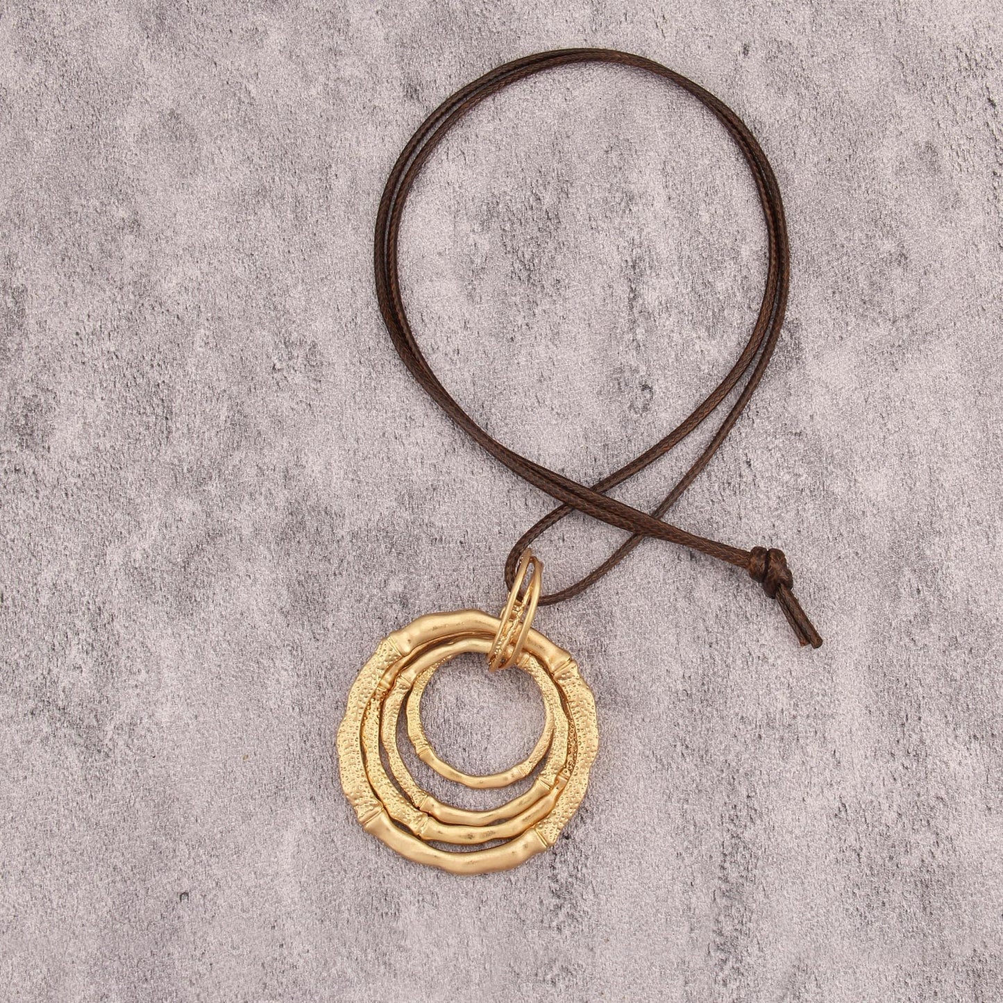joymiao Long Boho Necklace for Women Chunky Statement Necklace with Large Bamboo Circle Pendant Vintage Hippie Jewelry