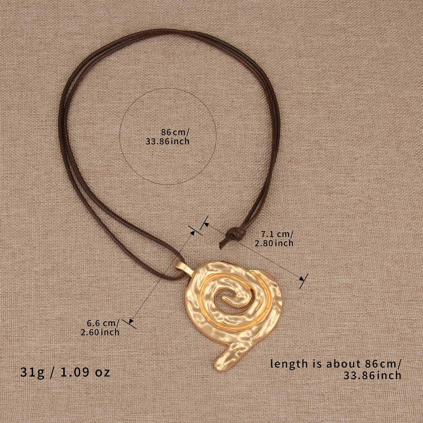 joymiao Bohemian Pendant Necklace Women Chunky Gold Necklace Boho Vintage Statement Necklaces with Swirl Pendant Casual Hippie Jewelry