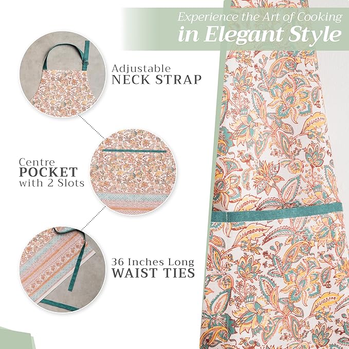 Maison d' Hermine 100% Cotton Apron for women with Pocket Kitchen Chef Apron for Men Cooking Mothers Day Gifts