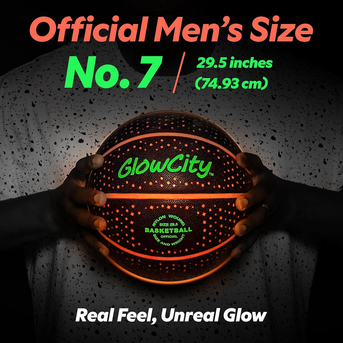 GlowCity Glow in The Dark Basketball for Teen Boy - Glowing Red Basket Ball, Light Up LED Toy for Night Ball Games - Sports Stuff & Gadgets for Kids Age 8 Years Old and Up. Great Gift for Boys & Girls