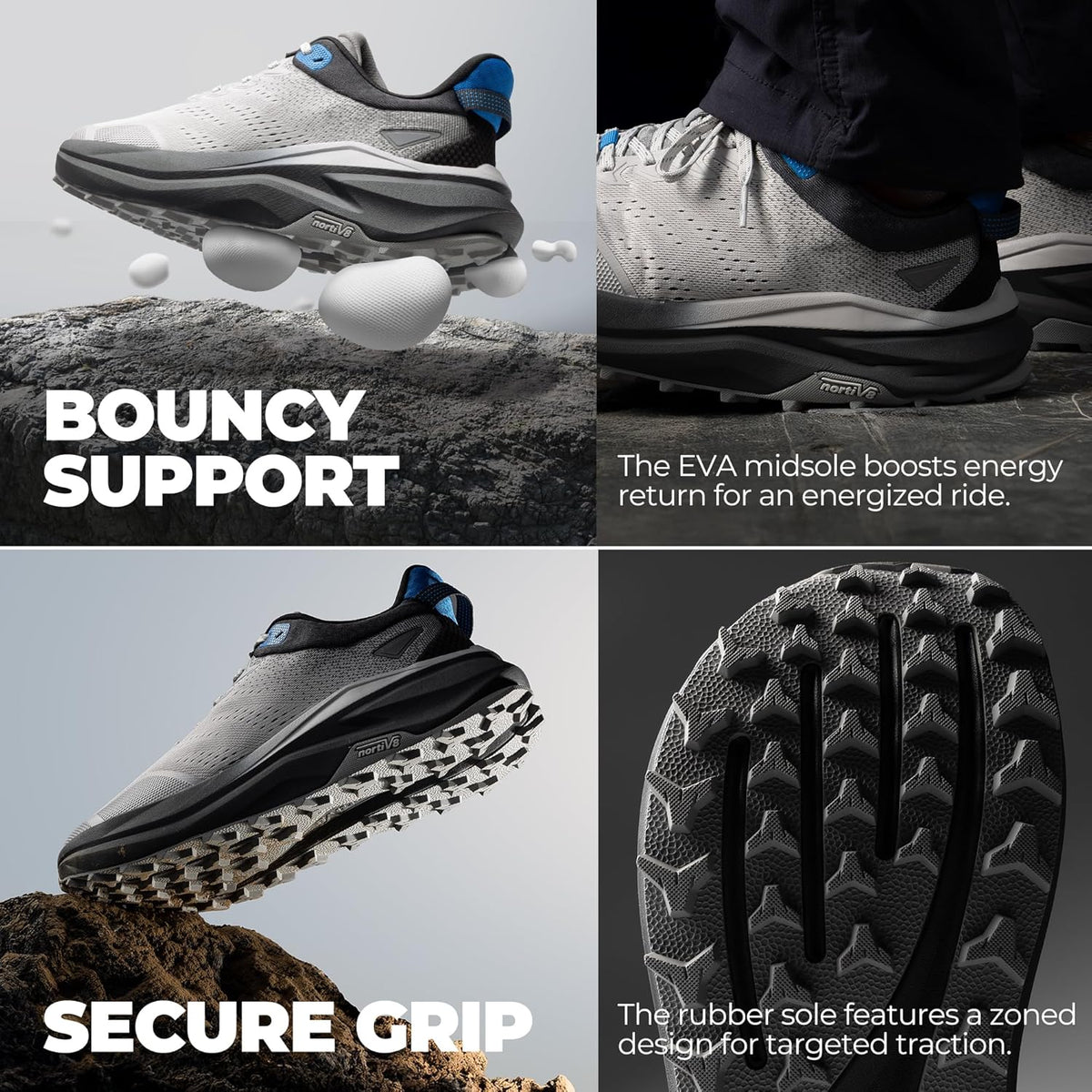 NORTIV 8 Men's Wide Toe Box Trail Running Shoes Cushion Walking Barefoot Tennis Workout Gym Cross Training Shoe Fashion Sneakers for Plantar Fasciitis Bunion