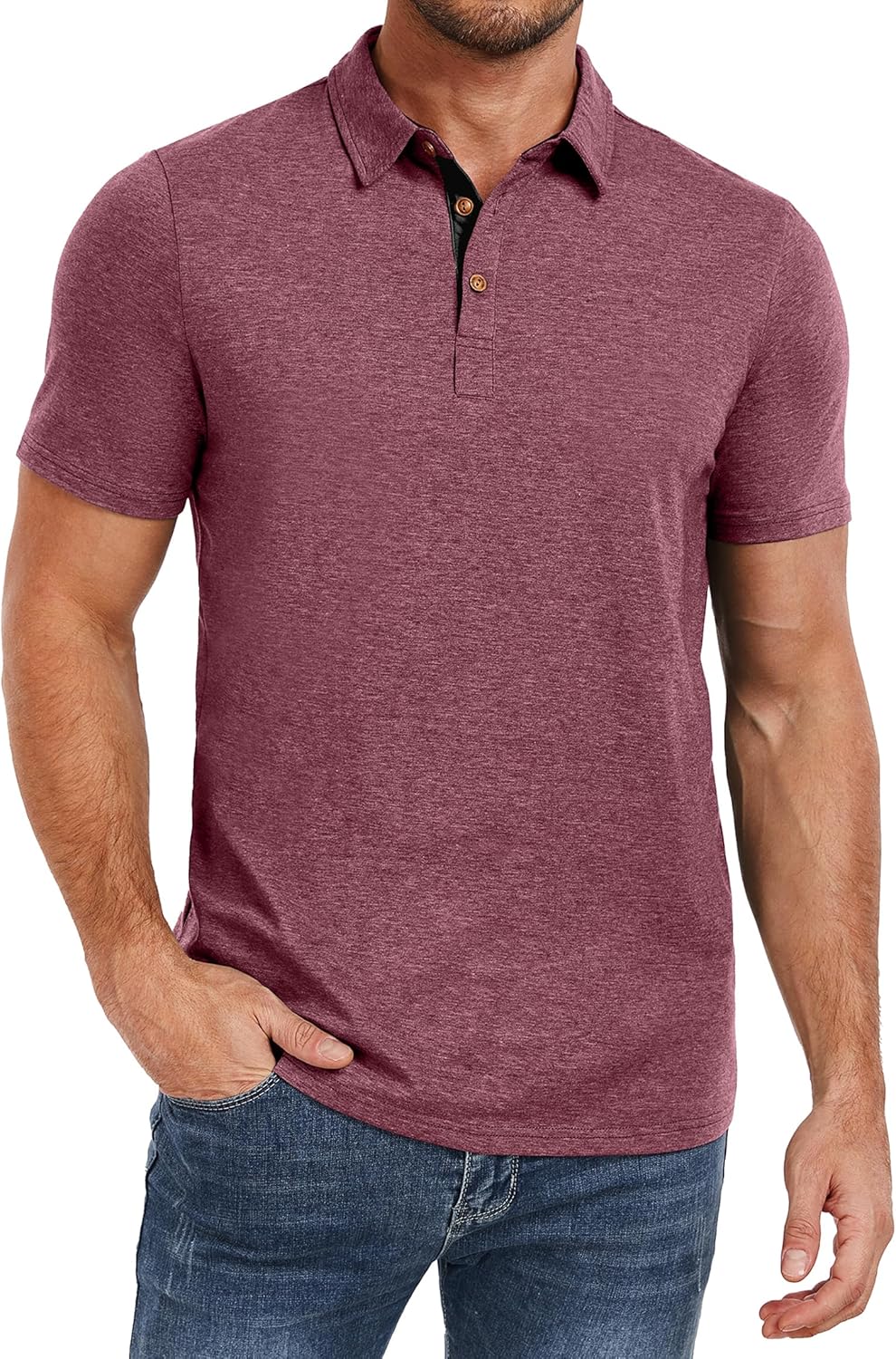 PEGENO Mens Polo Shirts Short Sleeve Casual Cotton Golf Shirts Performance Polo Shirts for Men