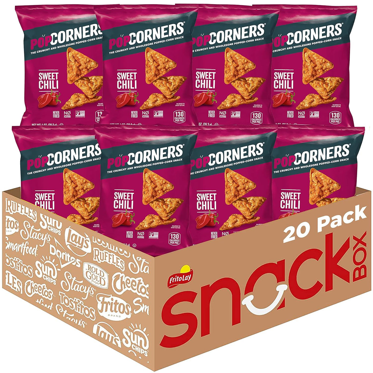 PopCorners Popped Corn Snacks, Sweet Chili, 1 Ounce (Pack of 20) (Packaging May Vary)