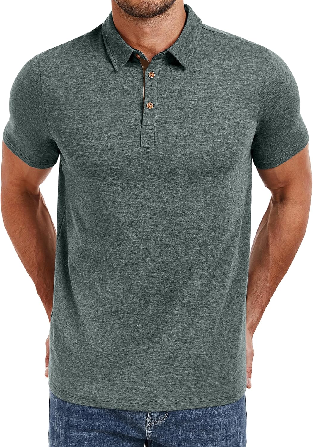 PEGENO Mens Polo Shirts Short Sleeve Casual Cotton Golf Shirts Performance Polo Shirts for Men