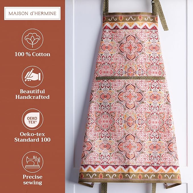 Maison d' Hermine 100% Cotton Apron for women with Pocket Kitchen Chef Apron for Men Cooking Mothers Day Gifts