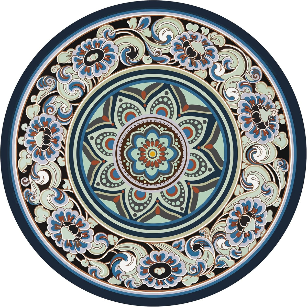 Knsbk Large Round Yoga Mat 4.6'X3.5mm for Exercise Premium Extra Thick, Ultra Comfortable, Non Slip, Meditation Mat