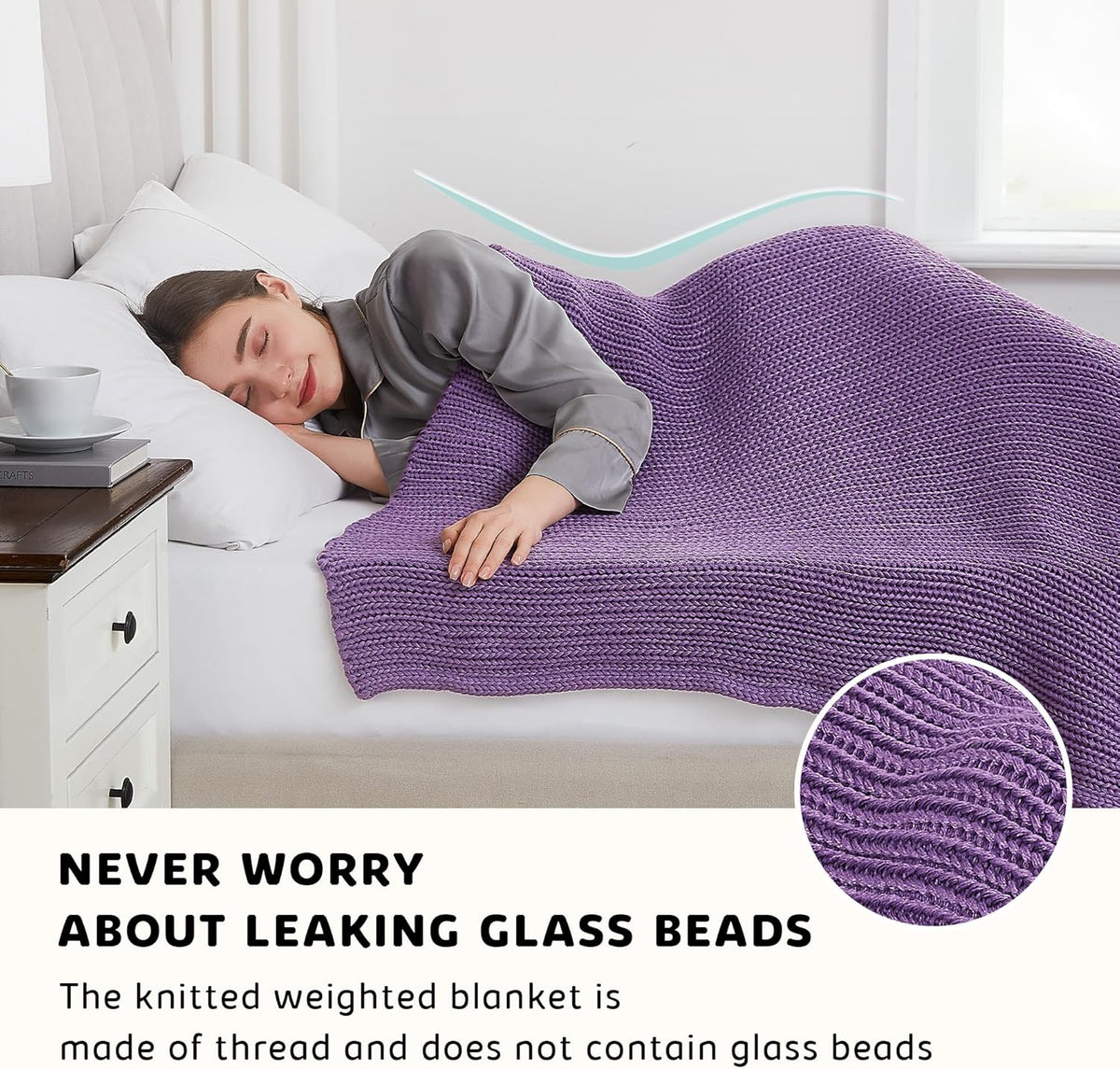 L'AGRATY Knitted Weighted Blanket - 48"x72" 12lbs Cooling Chunky Knit Heavy Blanket for Adults Braided Crochet Throw Thick Cable Yarn Knit Decorative No Beads Evenly Weighted Machine Washable