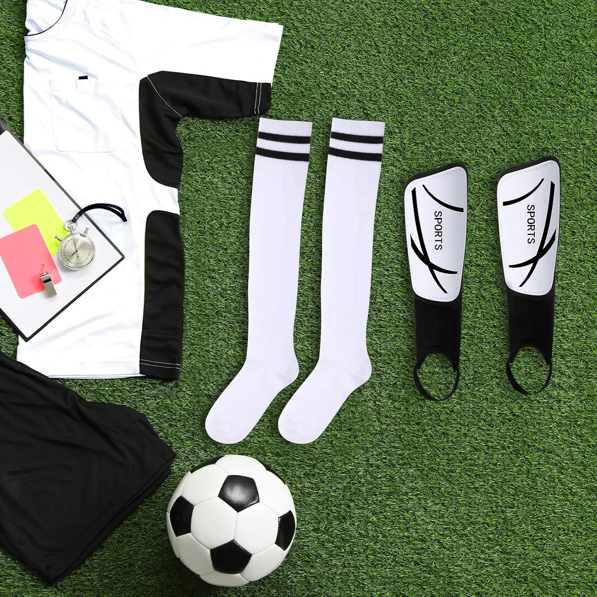 Soccer Shin Guards and Socks Kids Youth Lightweight Soccer Pads Defender with Ankle Protection Ski Shin Guards Football Equipment for Age 4-14 Toddler Boys Girls Teens