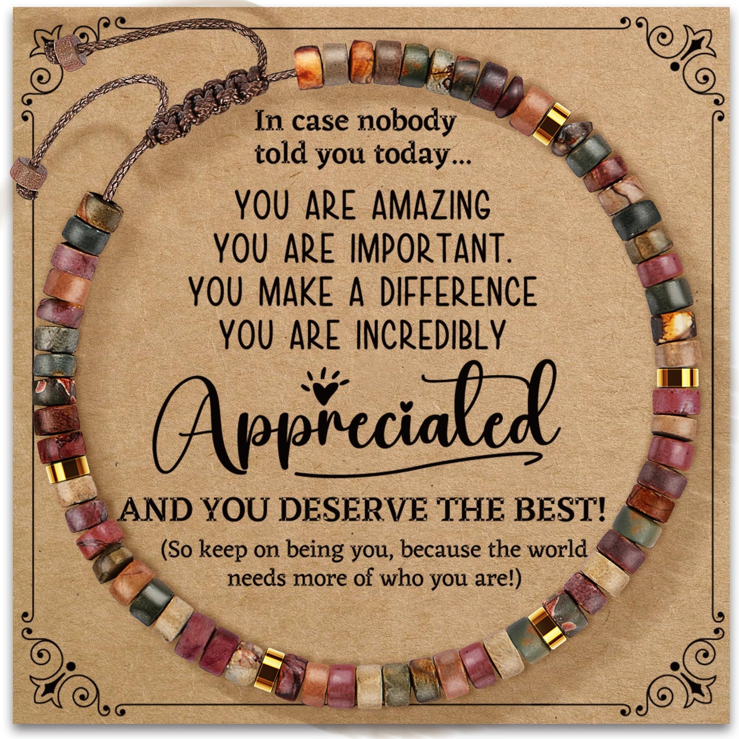 ZOKCC Inspirational Gifts Bracelets for Women: Healing Natural Stone Beads Bracelets - Appreciation Thank You Gifts for Coworkers Teacher Boss Nurse Employee Friend Farewell