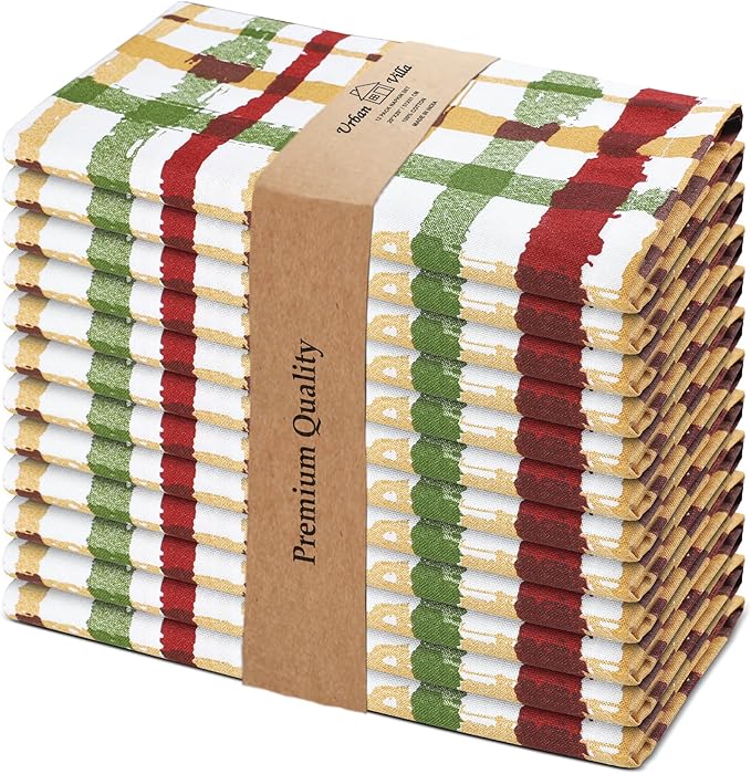 Urban Villa Cloth Napkins Autumn Prints Dinner Napkins Set of 12 20X20 100% Cotton Absorbent Washable Durable Reusable Cloth Napkins Ideal for Farmhouse Party Thanksgiving Harvest Fall Dinner Napkins