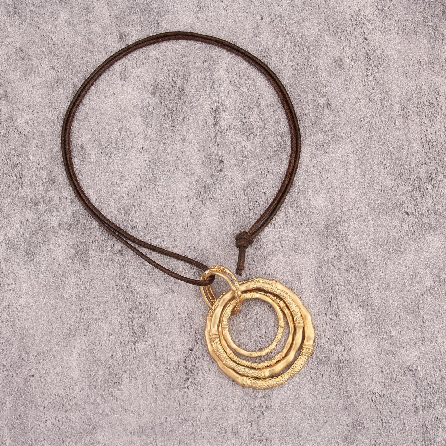joymiao Long Boho Necklace for Women Chunky Statement Necklace with Large Bamboo Circle Pendant Vintage Hippie Jewelry