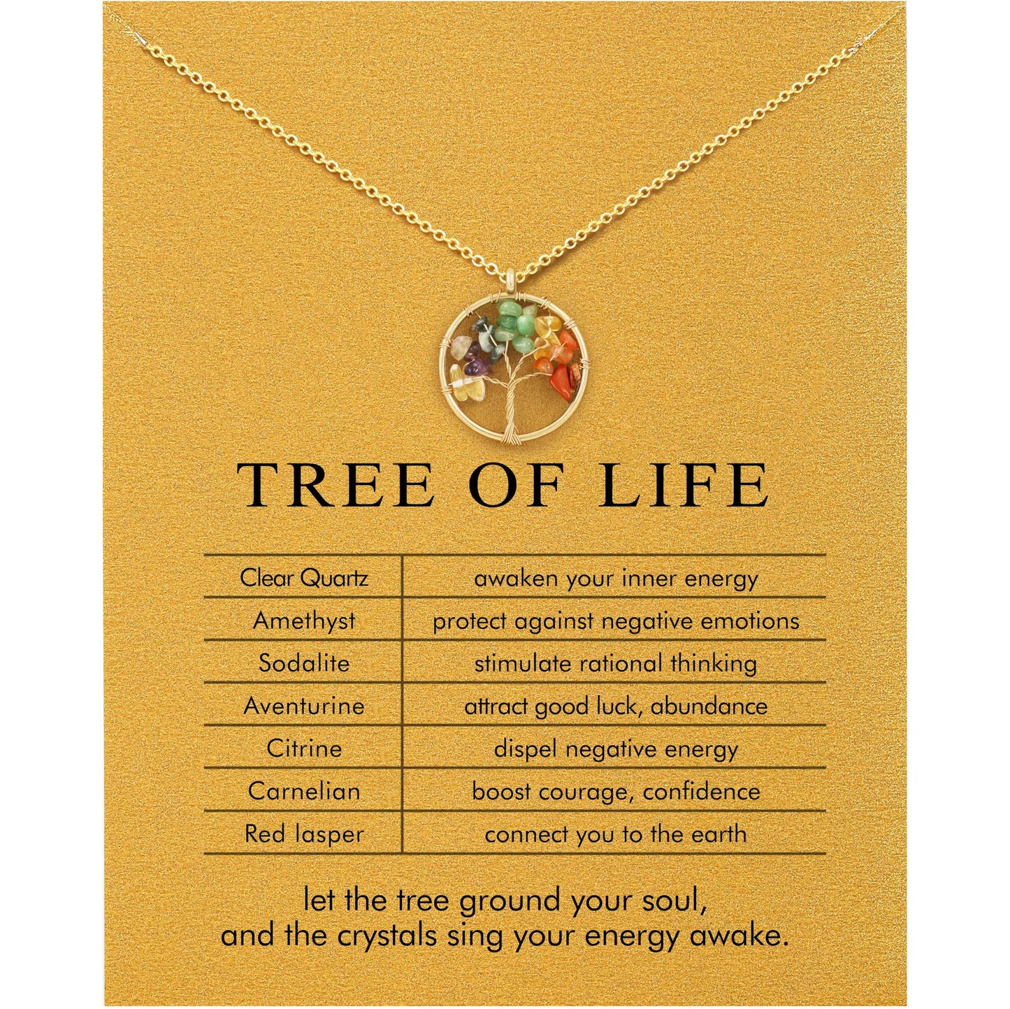 Baydurcan Tree of Life Necklace for Women, Natural Crystal Tree Pendant, Spiritual Healing stone Jewelry, Handmade Gift for Her