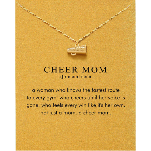 Baydurcan Cheer Mom Necklace for Women, Cheerleading Pendant Jewelry, Cheer Mom Essentials Gifts Inspirational Cheerleader Gift for Mother