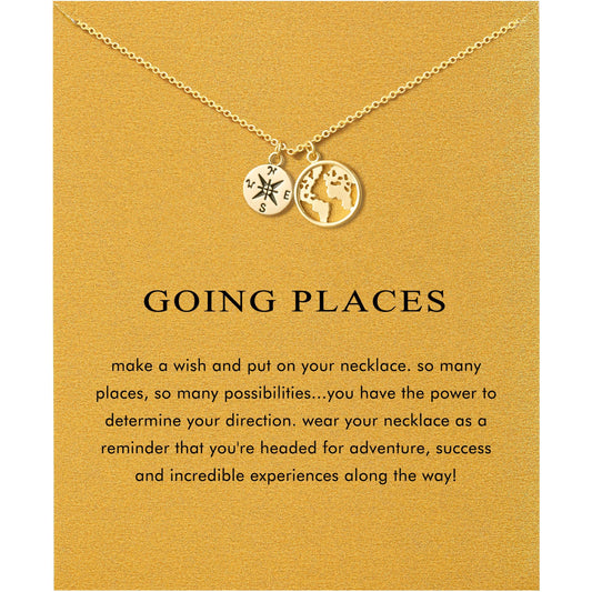Baydurcan Gold Compass Necklace for Women Graduation Gifts Back to School Gifts for Women Travel Jewelry (Compass Necklace)