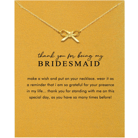 OBSUN Bridesmaid Gifts Thank You Gifts for Bridesmaids Bridesmaid Necklace Proposal Gift for Bridesmaids (Bow-bridesmaid)