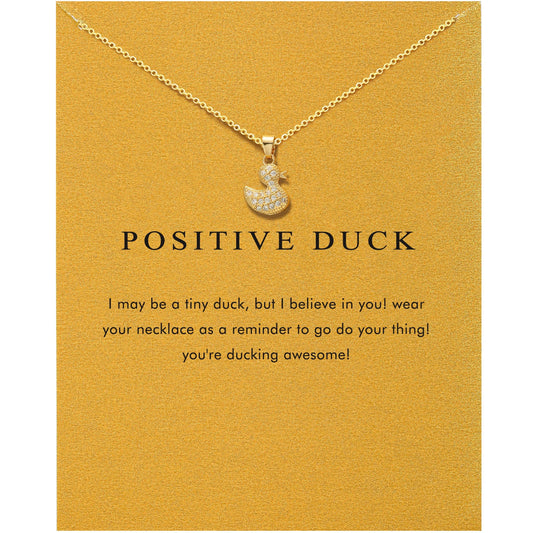OBSUN Positive Duck Necklace Emotional Cheer Support Positive Inspirational Small Funny Cute Ducks Stuff Cute Gifts for Women Duck Gifts (Duck)