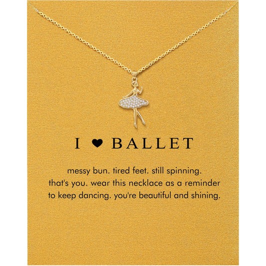Baydurcan Ballet Necklace for Women, Dance Gifts for Dancer Sister Daughter, Recital Competition Gifts, Ballerina Gift Necklace