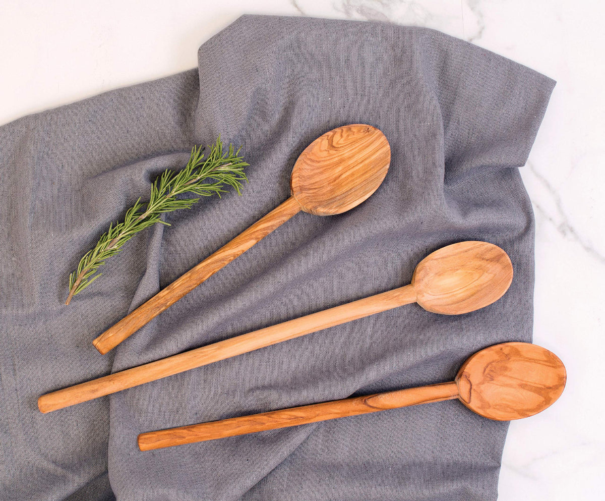 Eddington’s Italian Olive Wood Cooking Spoon Set, Handcrafted in Europe, Set of 3