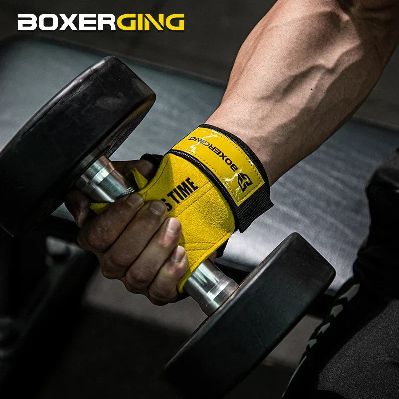 Cowhide Gym Lifting Gloves