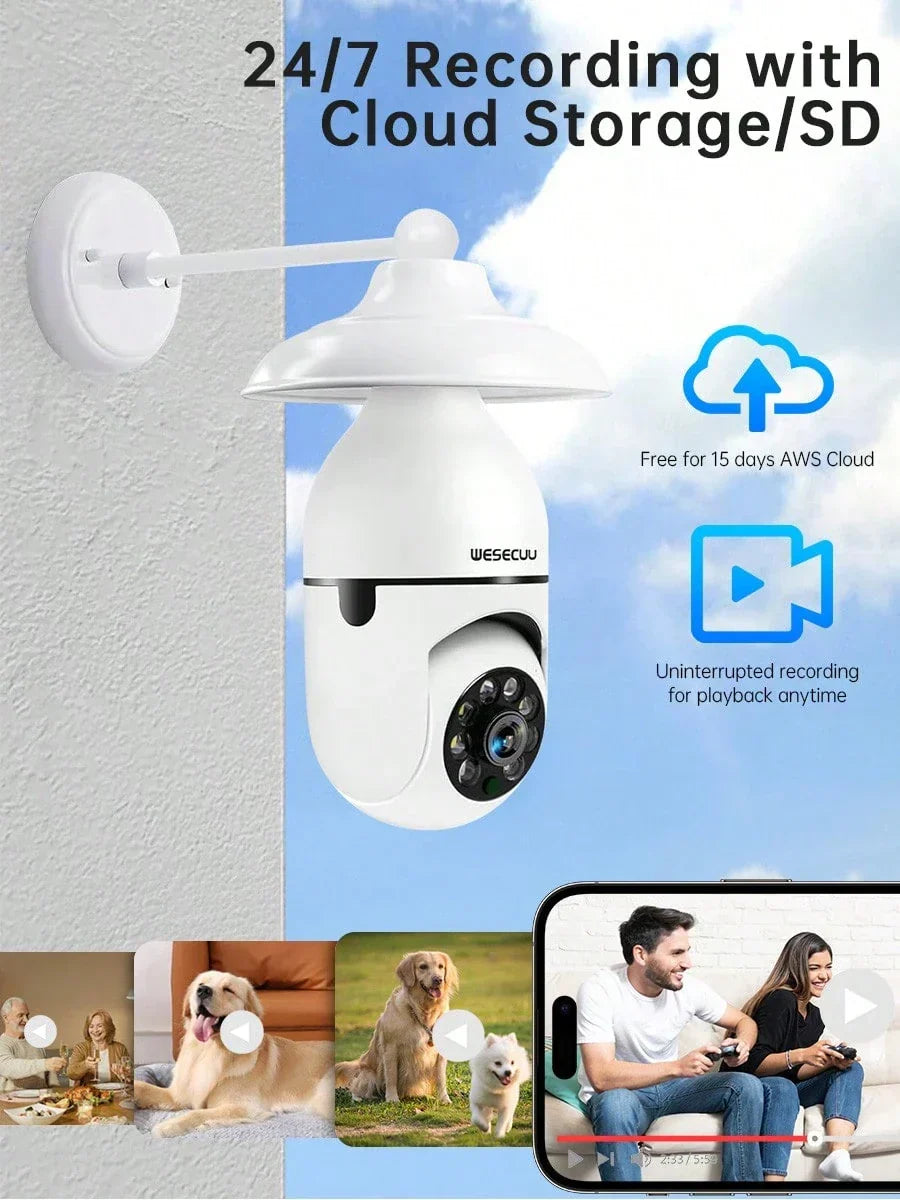 WESECUU 2K Light Bulb Camera