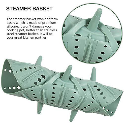 Alimat PluS 1 Pack Large Steamer Basket - Silicone Vegetable Steamer Basket with Durable Handles & Strong Feets Compatible with 6 Qt and 8 Qt Cooking Pots(For Large Pot)