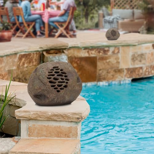 Alpine Corporation Weather-resistant Bluetooth Solar-Powered Outdoor Wireless Rock Speaker - Set of 2