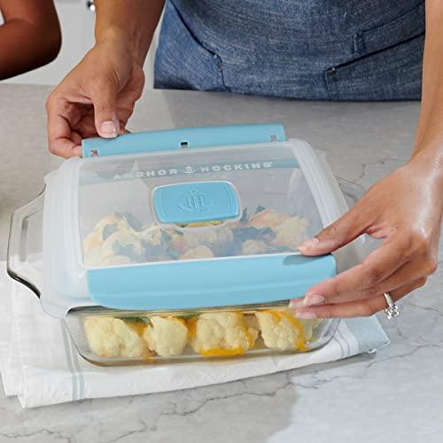 Anchor Hocking 8 Inch Square Cake Dish with TrueLock Locking Lid Bakeware