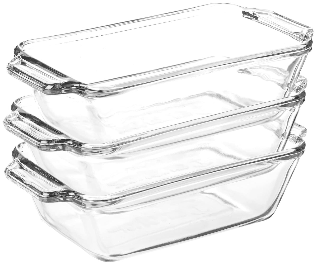 Anchor Hocking Glass Bread Pan, 1.5 Quart Loaf Pan, Set of 3