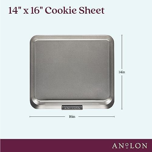 Anolon Advanced Nonstick Bakeware with Grips, Nonstick Cookie Sheet / Baking Sheet - 14 Inch x 16 Inch, Gray,54717
