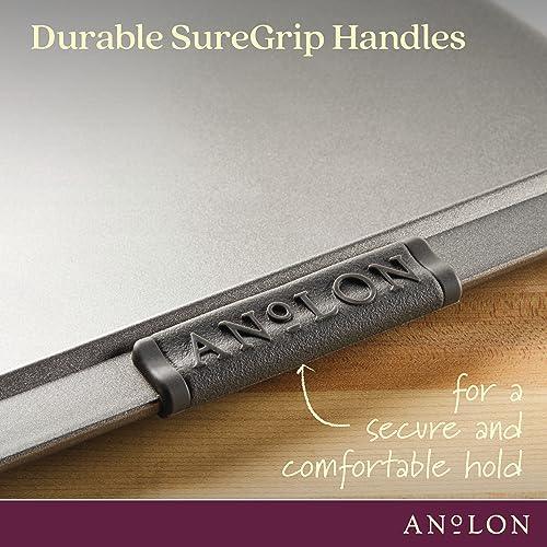 Anolon Advanced Nonstick Bakeware with Grips, Nonstick Cookie Sheet / Baking Sheet - 14 Inch x 16 Inch, Gray,54717