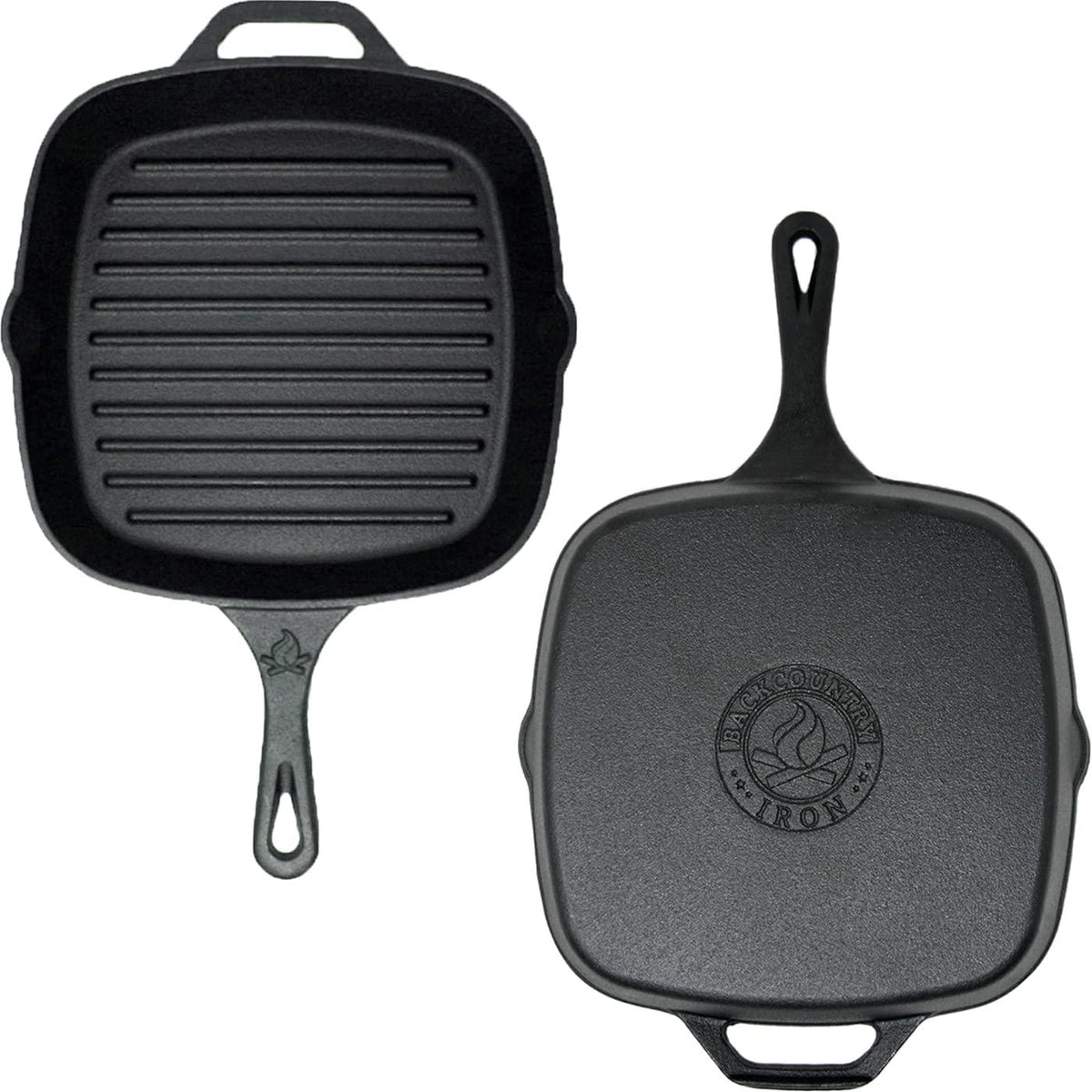 Backcountry Iron 8 Inch Square Grill Pan Medium Pre-Seasoned Cast Iron
