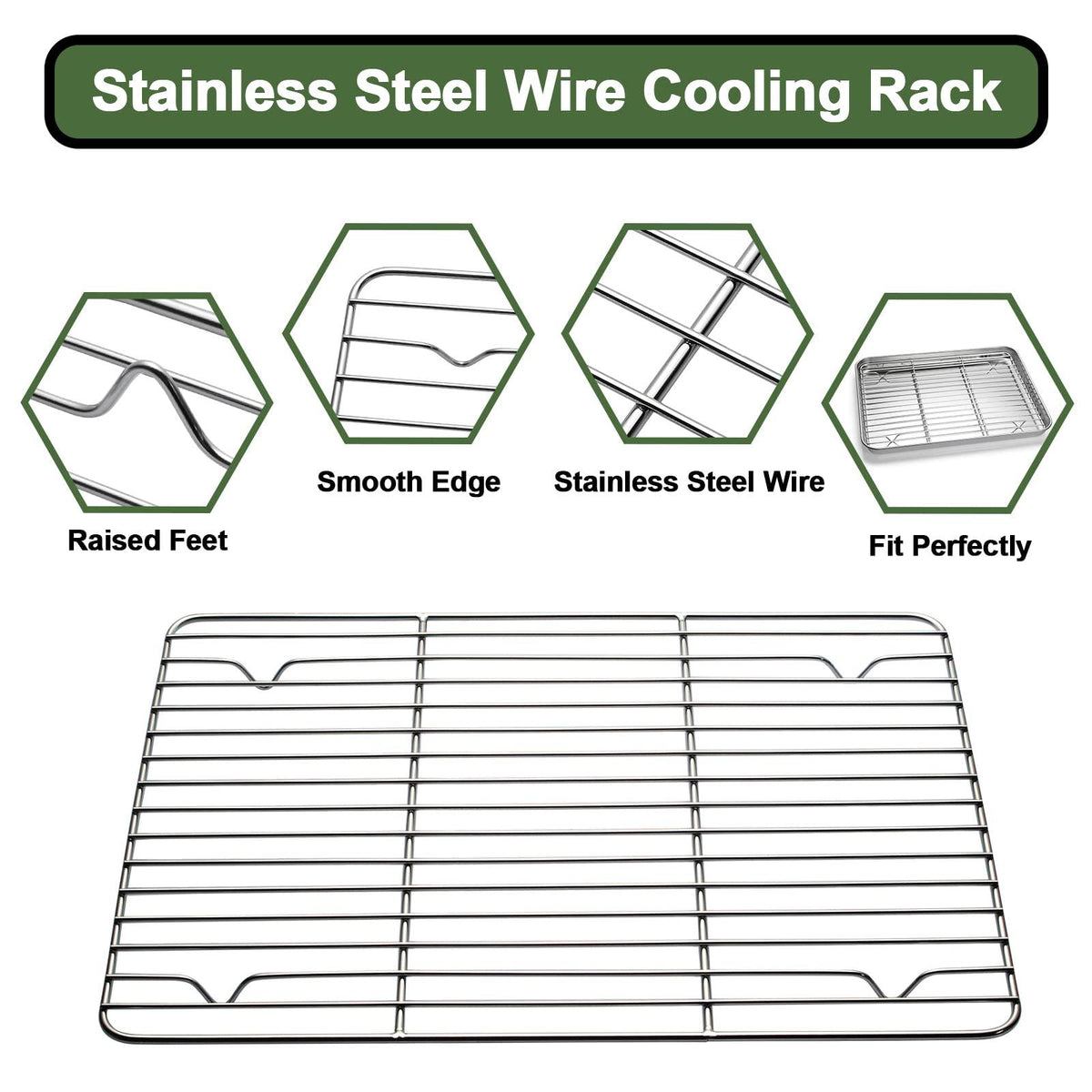 Baking Sheet Tray Cooling Rack with Silicone Mat Set, Stainless Steel Cookie Pan For Oven, Set of 9 (3 Sheets + 3 Racks Mats), Warp Resistant & Heavy Duty Easy Clean, Grey
